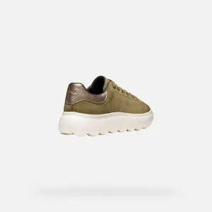 Khaki Women's Geox Spherica EC4.1 Sneakers - Women's