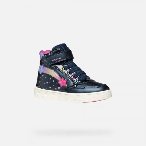 Dark Blue Girls Geox Skylin Sneakers - Girls