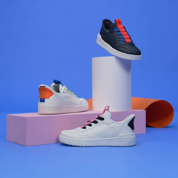 White Girls Geox Washiba Fast In Sneakers - Girls