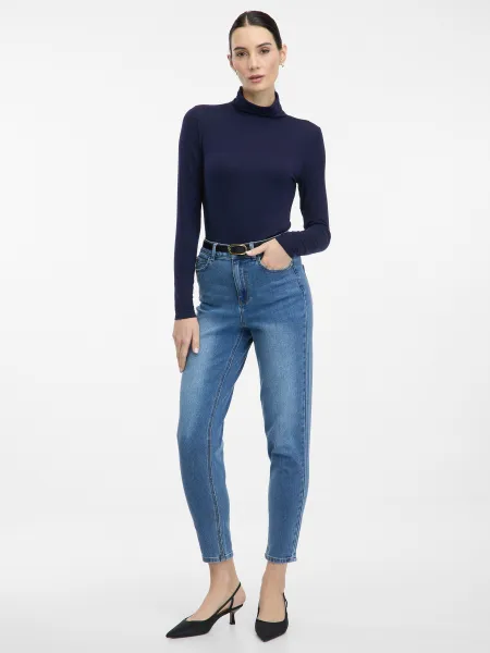 Navy Blue Women's T-Shirt with Turtleneck ORSAY - Women's