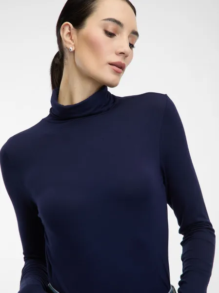 Navy Blue Women's T-Shirt with Turtleneck ORSAY - Women's