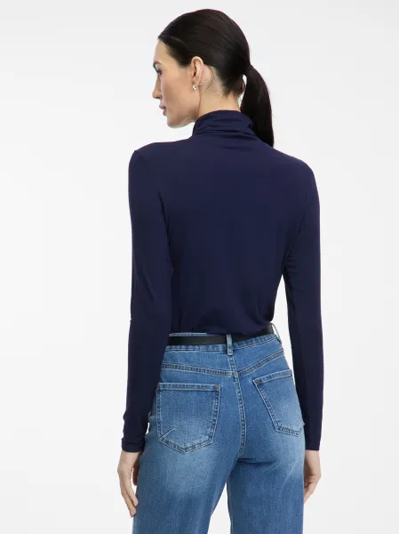 Navy Blue Women's T-Shirt with Turtleneck ORSAY - Women's