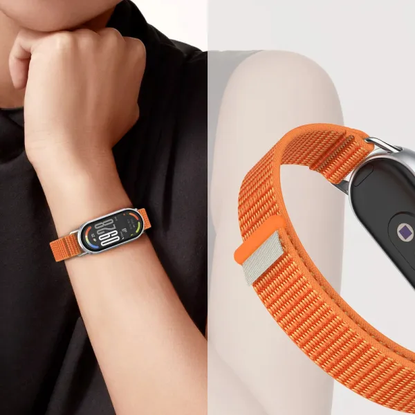 Tech-Protect Nylon Stripe remienok na Xiaomi Smart Band 8 / 9 / 10, orange/grey