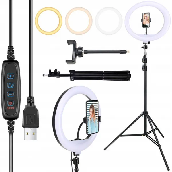 Livefy RL-18 Selfie kruhové LED svetlo 18'' + statív 2.2m, čierne