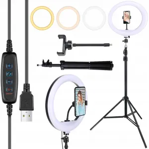 Livefy RL-18 Selfie kruhové LED svetlo 18'' + statív 2.2m, čierne