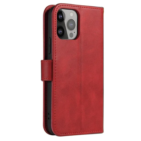 MG Magnet knižkové kožené puzdro na iPhone 14 Pro Max, červené
