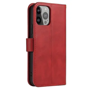 MG Magnet knižkové kožené puzdro na iPhone 14 Pro Max, červené