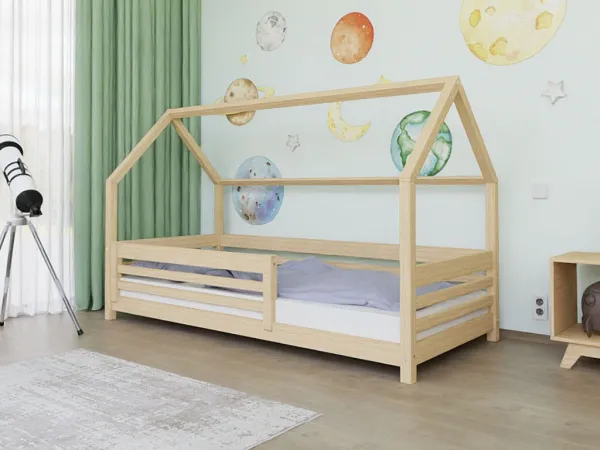 Benlemi Domčeková posteľ TULY s bočným štítom Zvoľte farbu: Biela, Zvoľte rozmer: 80x200 cm, Zvoľte zábranu: S otvoreným vstupom