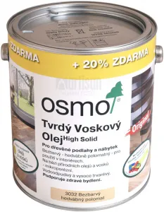 OSMO Tvrdý voskový olej pre interiéry 3 l Hodvábny polomat 3032 (20 % ZADARMO)