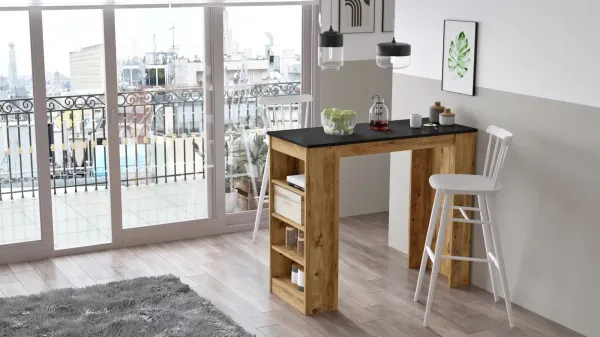 Barový stôl Houseland Masasi borovica Atlantic/čierna