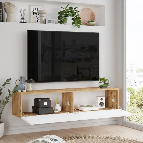 Závesný TV stolík Houseland Farfallo borovica Atlantic/biela