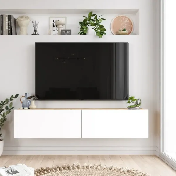 Závesný TV stolík Houseland Farfallo borovica Atlantic/biela