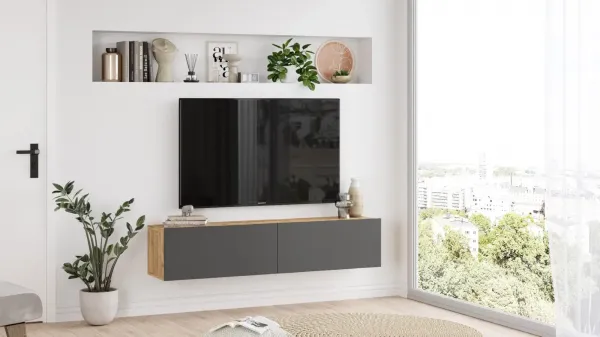 Závesný televízny stolík Houseland Farfallo borovica Atlantic/antracitovo sivý