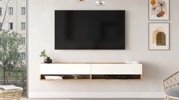 Závesný TV stolík Houseland Fredy borovica Atlantic/biela