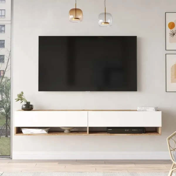 Závesný TV stolík Houseland Fredy borovica Atlantic/biela