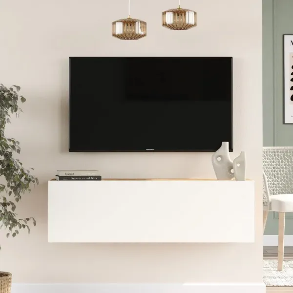 Závesný TV stolík Houseland Fullio borovica Atlantic/biela