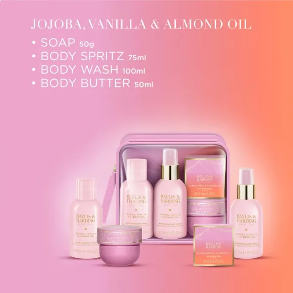 Baylis & Harding Jojoba, Vanilla & Almond Oil darčeková sada na cesty