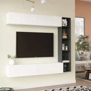 TV stena Houseland Cohen biela/antracitovo sivá