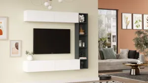 TV stena Houseland Cohen biela/antracitovo sivá
