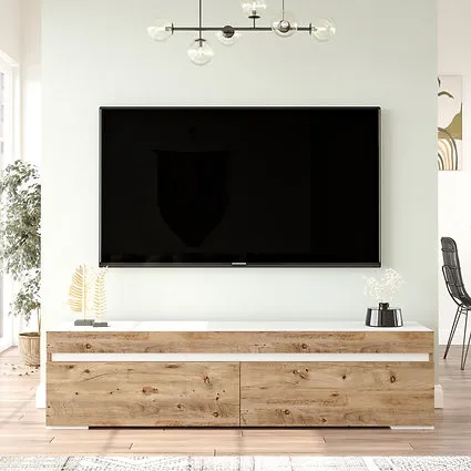 Televízny stolík Houseland Fulupa biely/borovica Atlantic