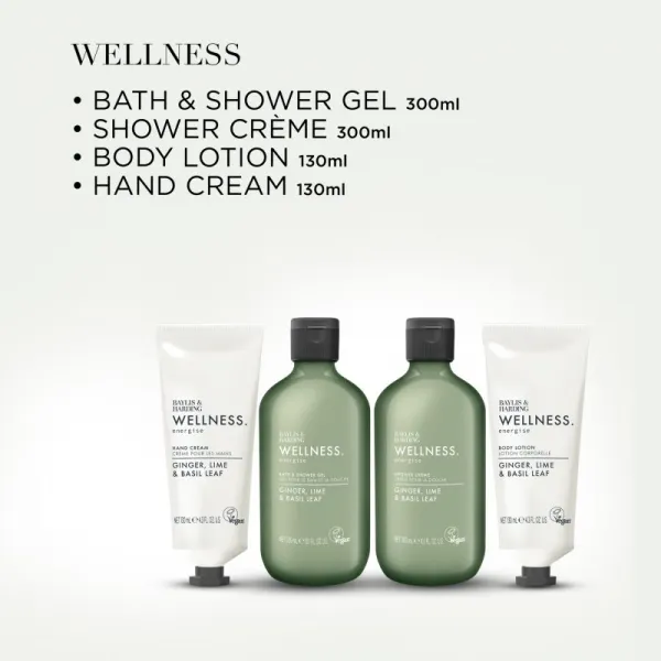 Baylis & Harding Wellness. Energise darčeková sada na telo Ginger, Lime & Basil Leaf