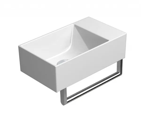 GSI - KUBE X keramické umývadlo 40x23cm, bez otvoru, pravé/ľavé, biela ExtraGlaze 9484011