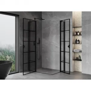 MEXEN/S - Mist Duo sprchovací kút dvere krídlové 100 x 80, čierna dekor, čierna 8A4-100L-080P-70-77