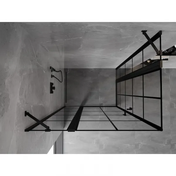 MEXEN/S - Mist Duo sprchovací kút dvere krídlové 100 x 80, čierna dekor, čierna 8A4-100L-080P-70-77