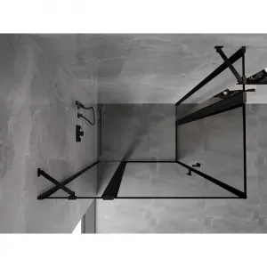 MEXEN/S - Mist Duo sprchovací kút dvere krídlové 80 x 70, čierny okraj, čierna 8A4-080L-070P-70-70