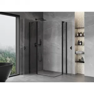MEXEN/S - Mist Duo sprchovací kút dvere krídlové 100 x 70, transparent, čierna 8A4-100-070-70-00