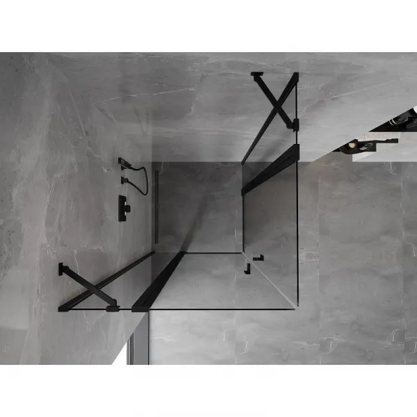 MEXEN/S - Mist Duo sprchovací kút dvere krídlové 70 x 70, transparent, čierna 8A4-070-070-70-00