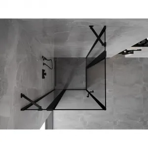 MEXEN/S - Mist Duo sprchovací kút dvere krídlové 100 x 100, čierny okraj, čierna 8A4-100L-100P-70-70