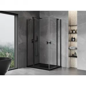 MEXEN/S - Mist Duo sprchovací kút dvere krídlové 105 x 80, transparent, čierna 8A4-105-080-70-00