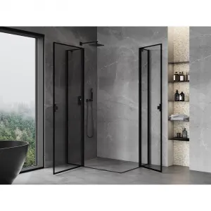 MEXEN/S - Mist Duo sprchovací kút dvere krídlové 110 x 80, čierny okraj, čierna 8A4-110L-080P-70-70