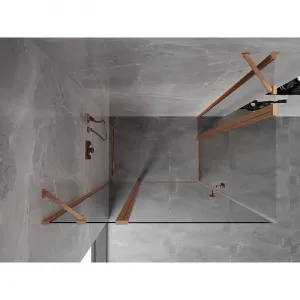 MEXEN/S - Mist Duo sprchovací kút dvere krídlové 120 x 85, transparent, meď kartáčovaná 8A4-120-085-65-00