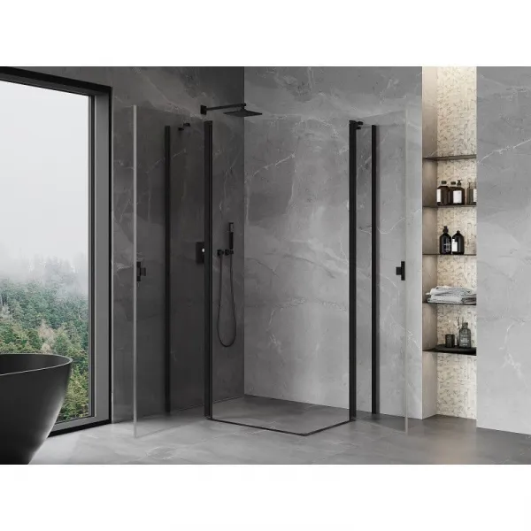 MEXEN/S - Mist Duo sprchovací kút dvere krídlové 115 x 85, transparent, čierna 8A4-115-085-70-00
