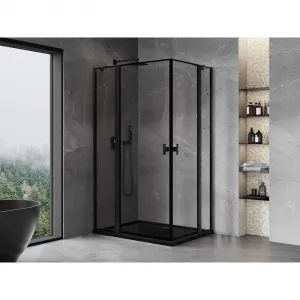 MEXEN/S - Mist Duo sprchovací kút dvere krídlové 110 x 90, čierny okraj, čierna 8A4-110L-090P-70-70