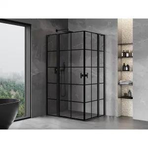 MEXEN/S - Mist L Duo sprchovací kút dvere krídlové 115 x 100, čierna dekor, čierna 8A4L-115L-100P-70-77
