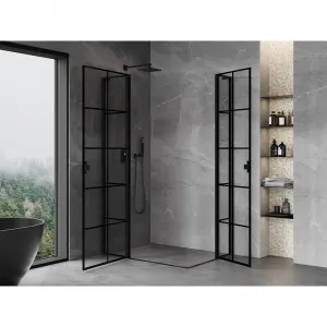 MEXEN/S - Mist L Duo sprchovací kút dvere krídlové 105 x 100, čierna dekor, čierna 8A4L-105L-100P-70-77