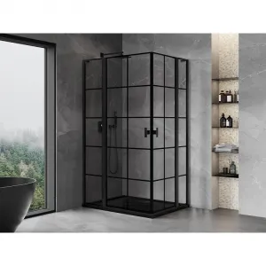 MEXEN/S - Mist L Duo sprchovací kút dvere krídlové 110 x 100, čierna dekor, čierna 8A4L-110L-100P-70-77