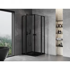 MEXEN/S - Mist L Duo sprchovací kút dvere krídlové 105 x 105, čierny okraj, čierna 8A4L-105L-105P-70-70