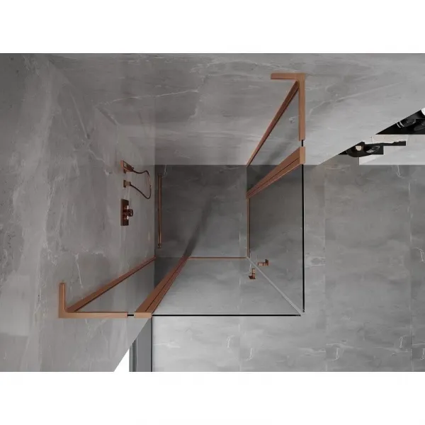 MEXEN/S - Mist L Duo sprchovací kút dvere krídlové 105 x 105, transparent, meď kartáčovaná 8A4L-105-105-65-00