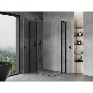 MEXEN/S - Mist L Duo sprchovací kút dvere krídlové 95 x 90, transparent, čierna 8A4L-095-090-70-00