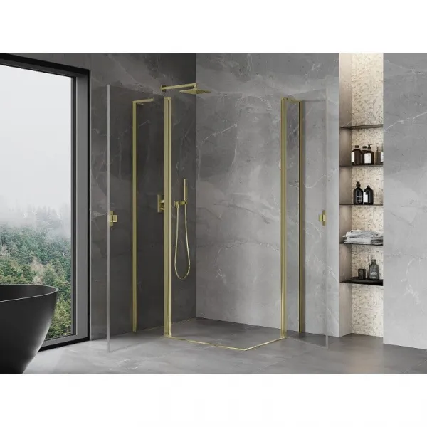 MEXEN/S - Mist L Duo sprchovací kút dvere krídlové 110 x 95, transparent, zlato 8A4L-110-095-50-00