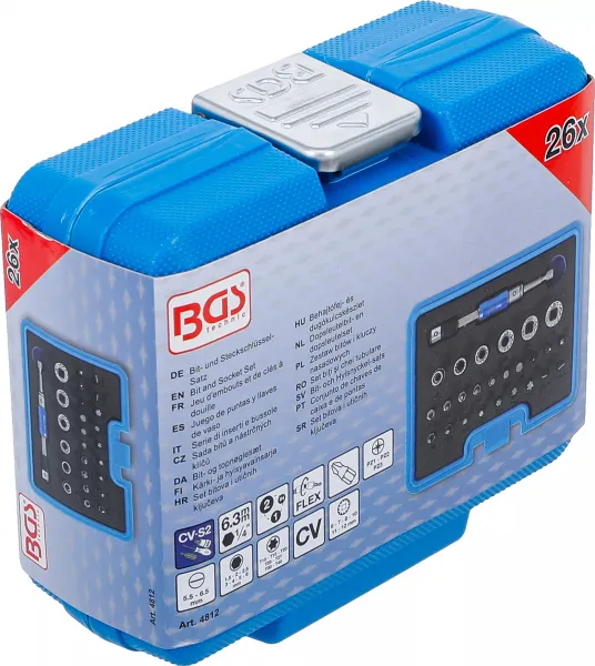BGS Technics BGS 4812 – Sada bitov a hlavíc 2 v 1, 26 dielna (1/4", 6,3 mm)