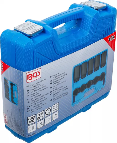 BGS Technics BGS 5330 – Sada rázových hlavíc 1/2", dvanásťhranné, 32–36 mm (10 dielna)