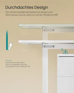 Elektricky výškovo nastaviteľný pracovný stôl 140×60 cm biel