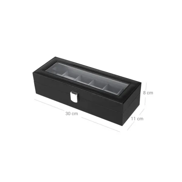 Box na hodinky SONGMICS, 6 priehradok, čierna eko koža