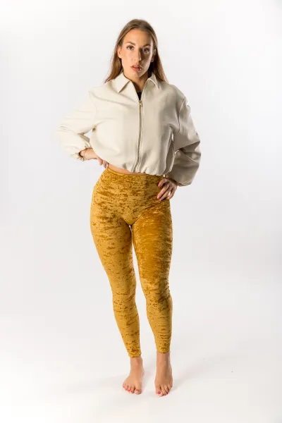 GoldBee Zamatové Legíny Sťahujúce Pas Gold Barva: Gold, Velikost: M
