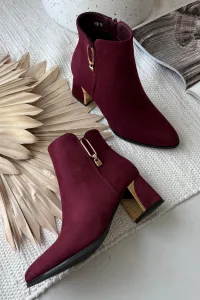 Boto Dámske čižmy na opätku so zlatými detailami Bordeaux Kalivra
